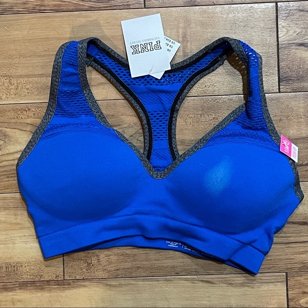 NWT Victoria’s Secret PINK Push Up Sport Bra Blue Small 32 C D 34 AA A B C